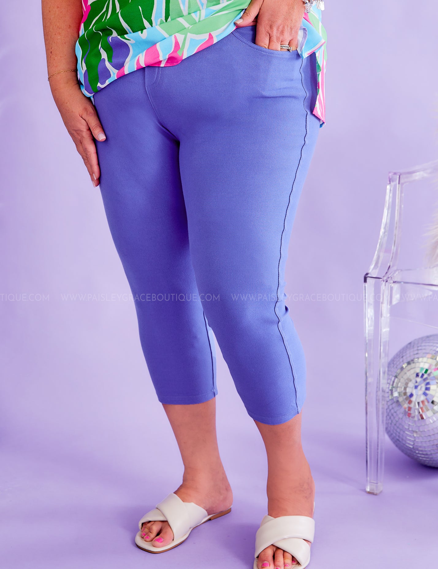 Araceli Stretch Capri Jeggings - Purple* LAST ONES FINAL SALE *