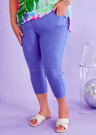 Araceli Stretch Capri Jeggings - Purple - FINAL SALE