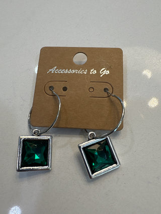 Chiclet Crystal Hoop Earrings