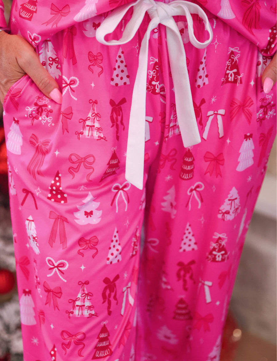 PREORDER- Pretty Pink Christmas Ruffle Pajama Set