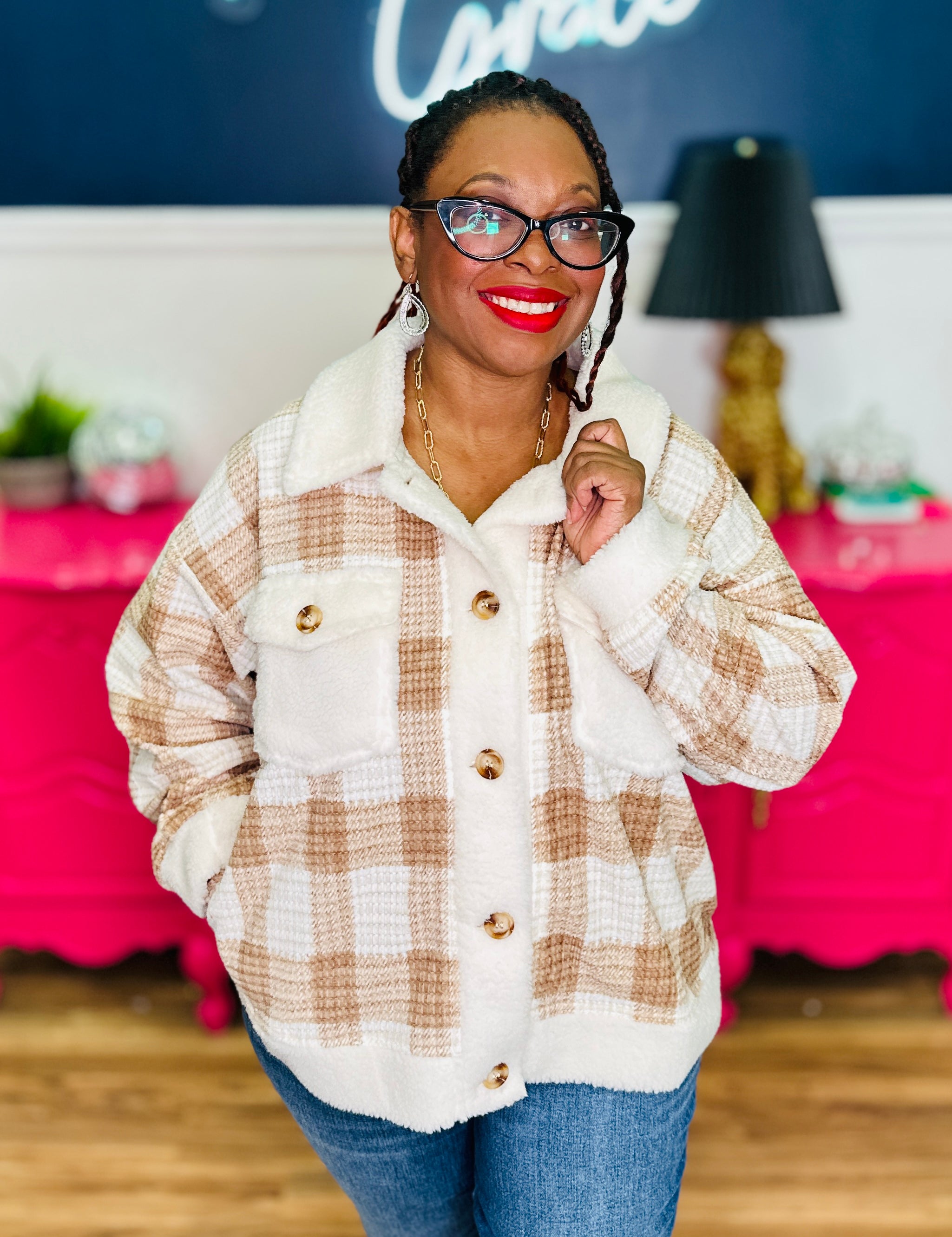 Plaid Sherpa Jacket - LAST ONES FINAL SALE