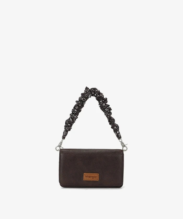 Wrangler Scrunchie Strap Flap Crossbody Bag - Coffee