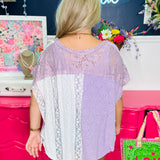 Oversized Lace Sleeveless Top with Raw Edge