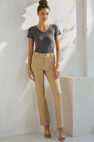 Classic Solid Straight Leg Jeggings - Camel