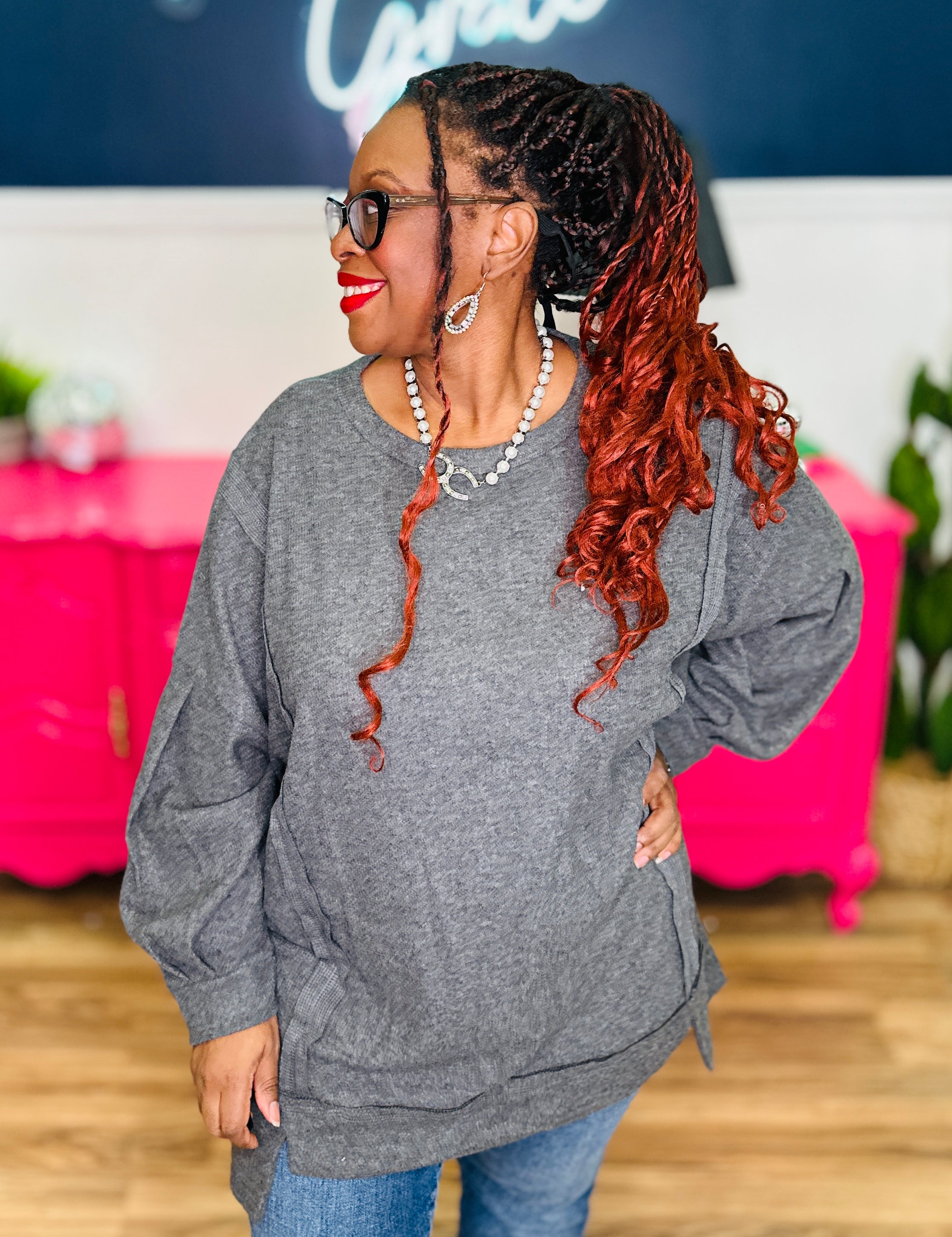 Long Sleeve Top - H Charcoal - LAST ONES FINAL SALE