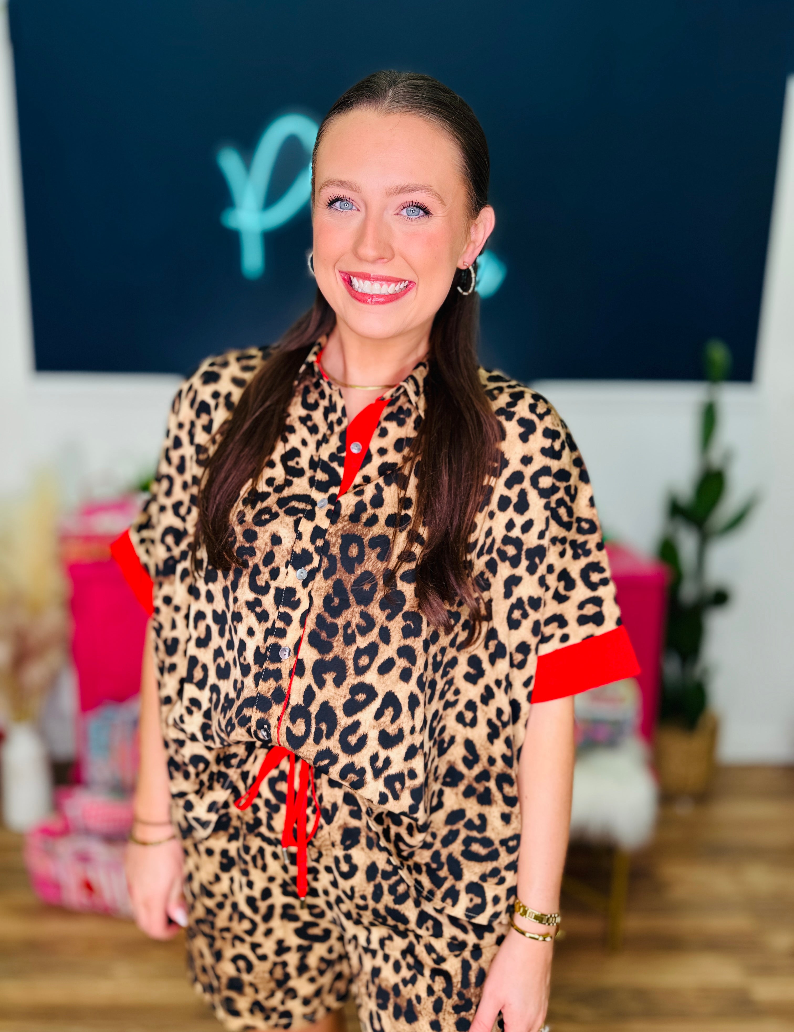 Roxanne Leopard & Red Trim Set - LAST ONES FINAL SALE