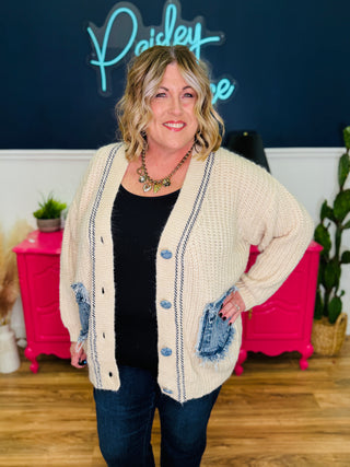 V-Neck Chunky Knit Cardigan - PREORDER