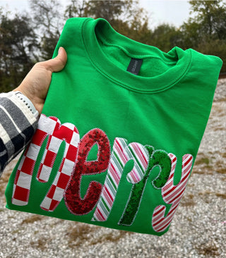 "Merry" Appliqued Sweatshirt