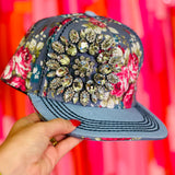 Bejeweled Bling Glitz Cap - Denim Floral