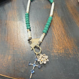 Jade/Pearl Bead with Crystal Charm Necklace - PREORDER