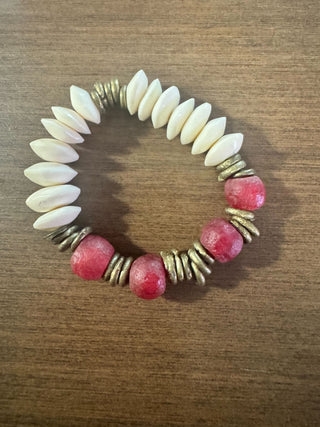 Red/Ivory Stretch Bracelet