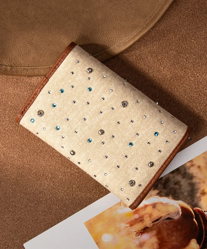 Wrangler Rhinestone Trifold Wallet - Tan