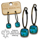DEAL Square Austrian Crystal Hoop Earring 12mm - Turquoise