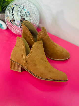Bluffin Tobacco Faux Suede Booties By Corkys