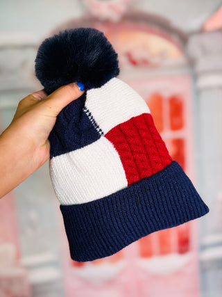 DB -  Colorblock Pom Pom Hat
