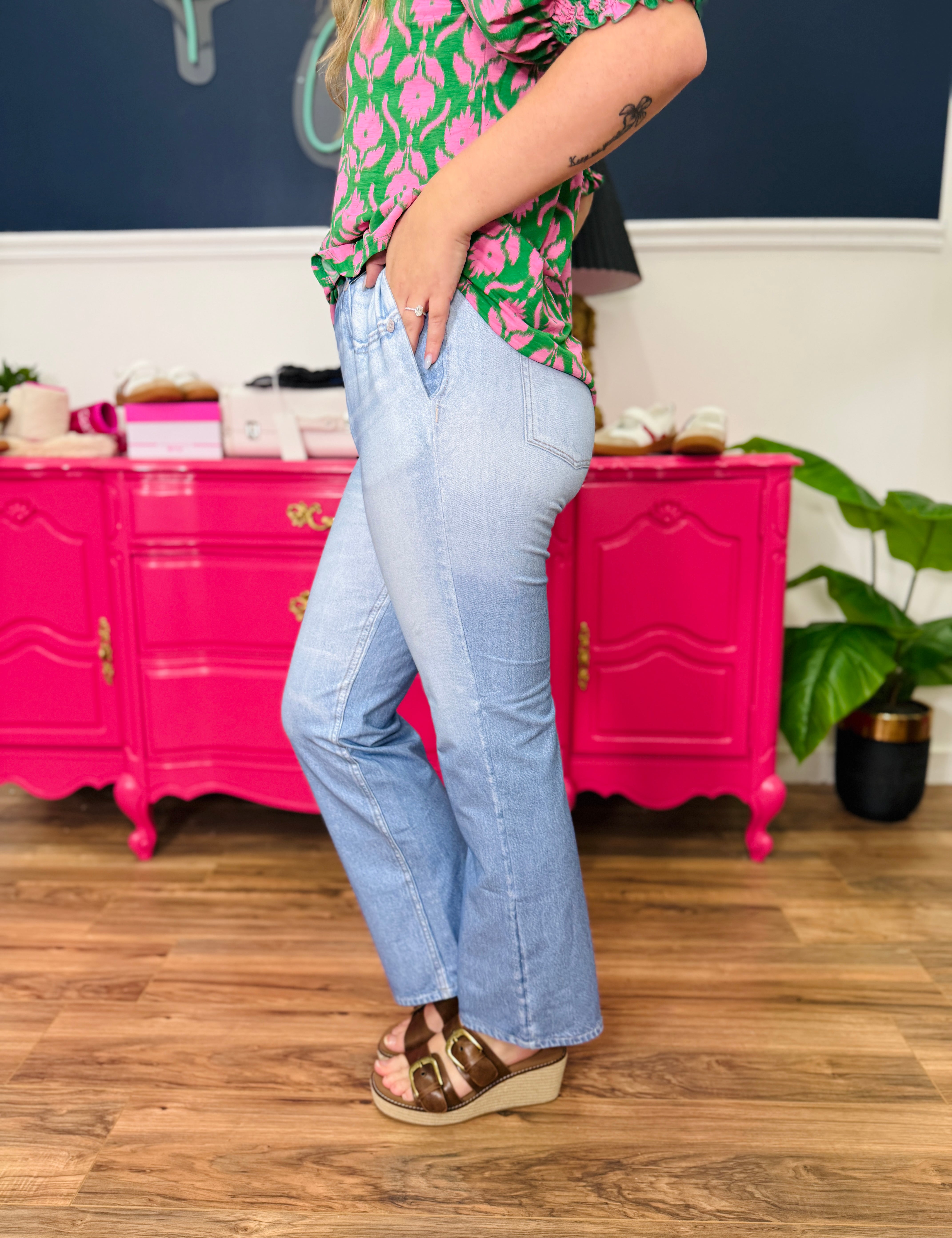 Dear Scarlett Straight Leg Faux Denim - Light Wash - FINAL SALE