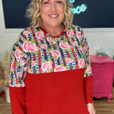Rosalie Mixed Print Color Block Top - Final Sale