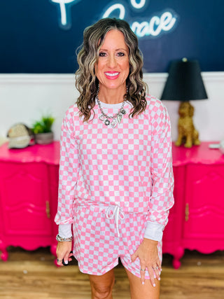 Pink Checkered Top & Bottom Set