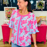 Retro Laguna Top - Pink/Blue