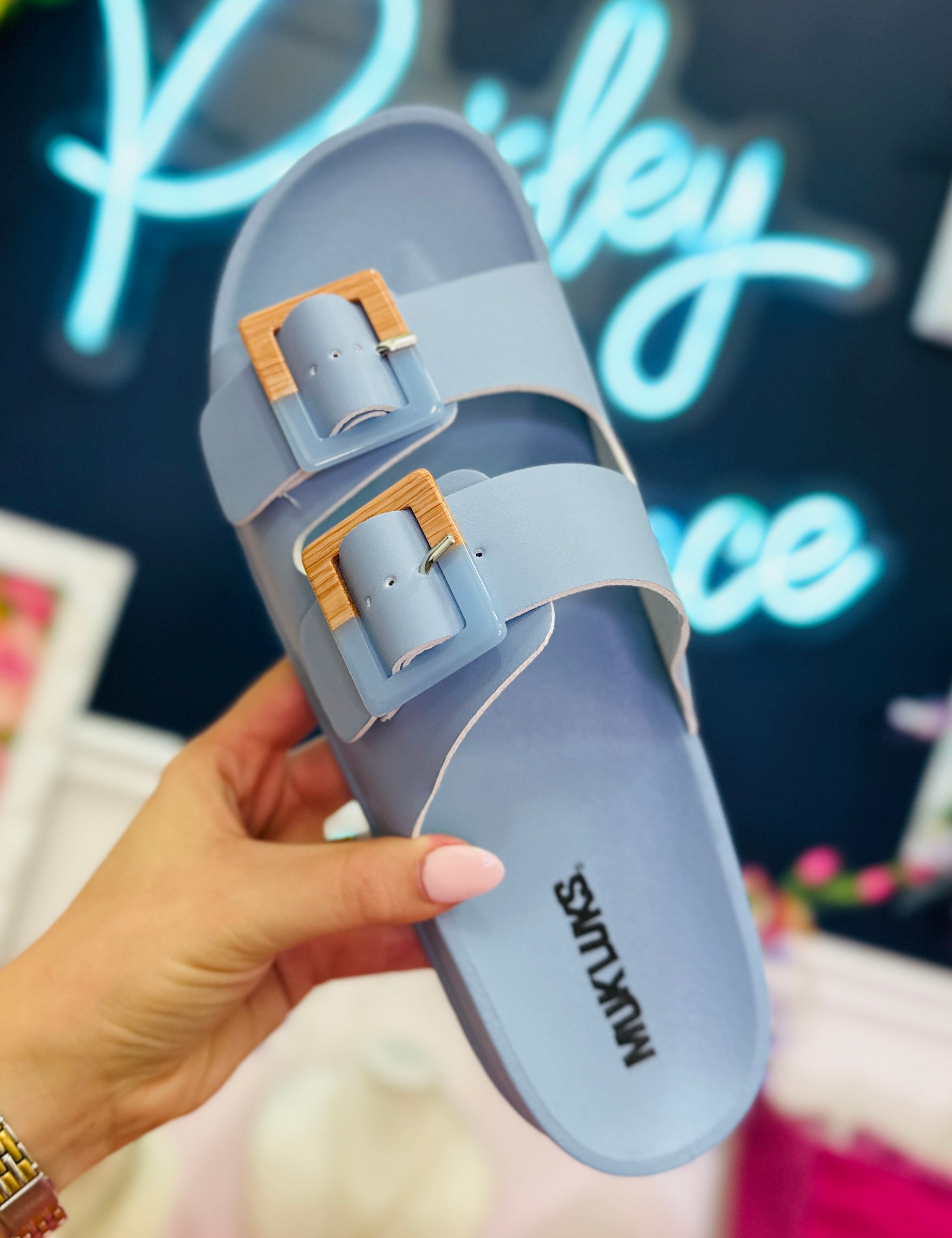 Grand Cayman Slide Sandals - Chambray