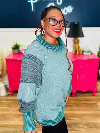 Washed Thermal Mock Neck Long Sleeve Top