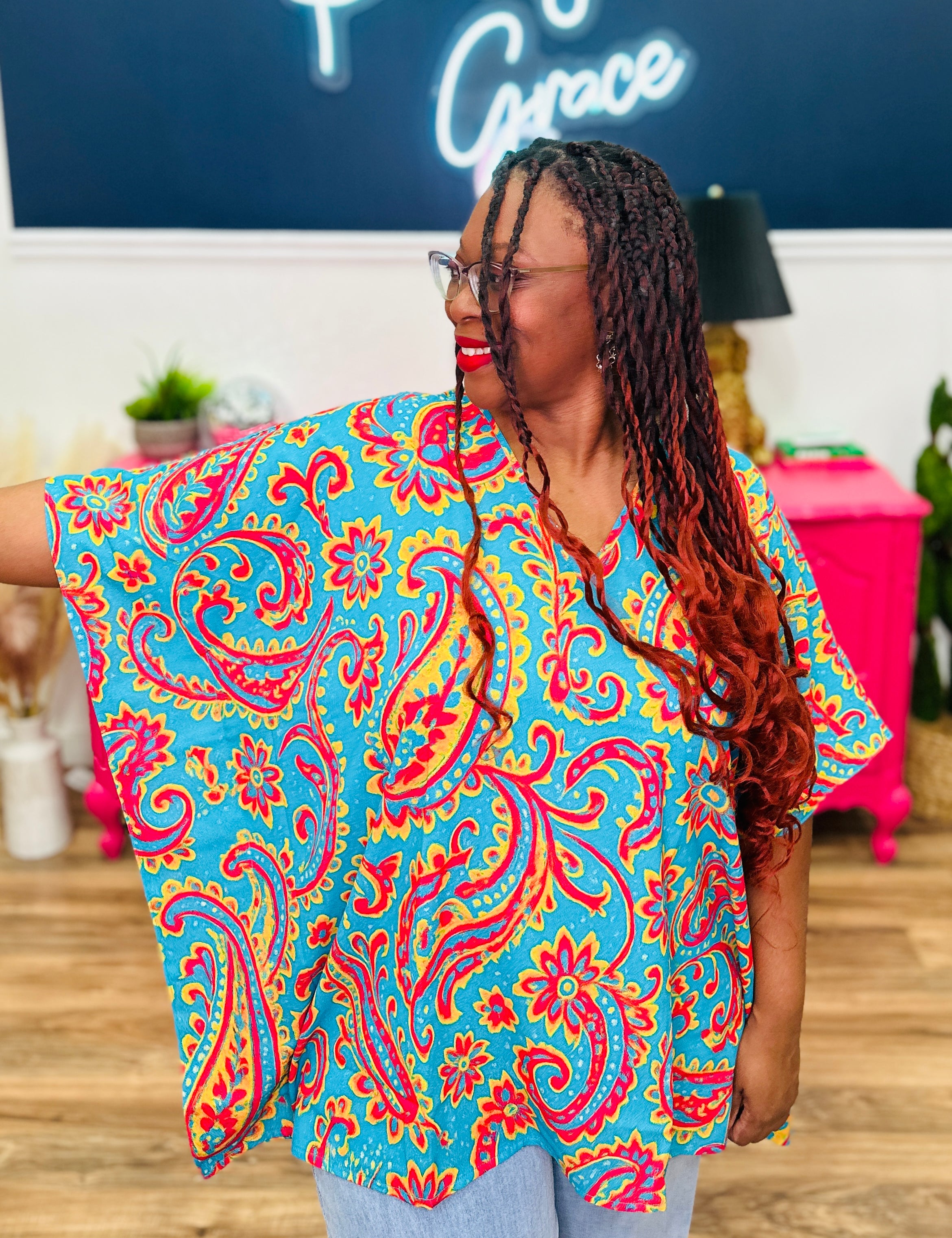 Colorful V-Neck Paisley Top - LAST ONES FINAL SALE