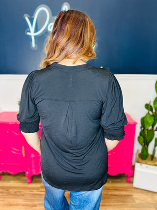 Dear Scarlett Lizzy Smocked Top - Black