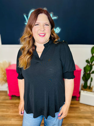 Dear Scarlett Lizzy Smocked Top - Black