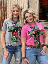 Load image into Gallery viewer, Callie Ann Floral Cross Tee - 2 colors
