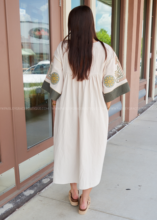 Daring Heart Dress - Taupe/Olive