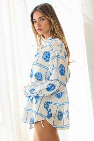 Sea Shells by the Seashore Button Up