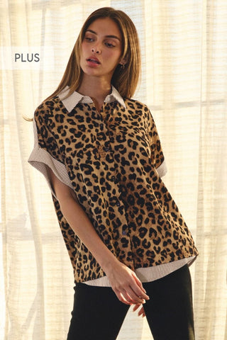 Leopard Printed Button-Down Top