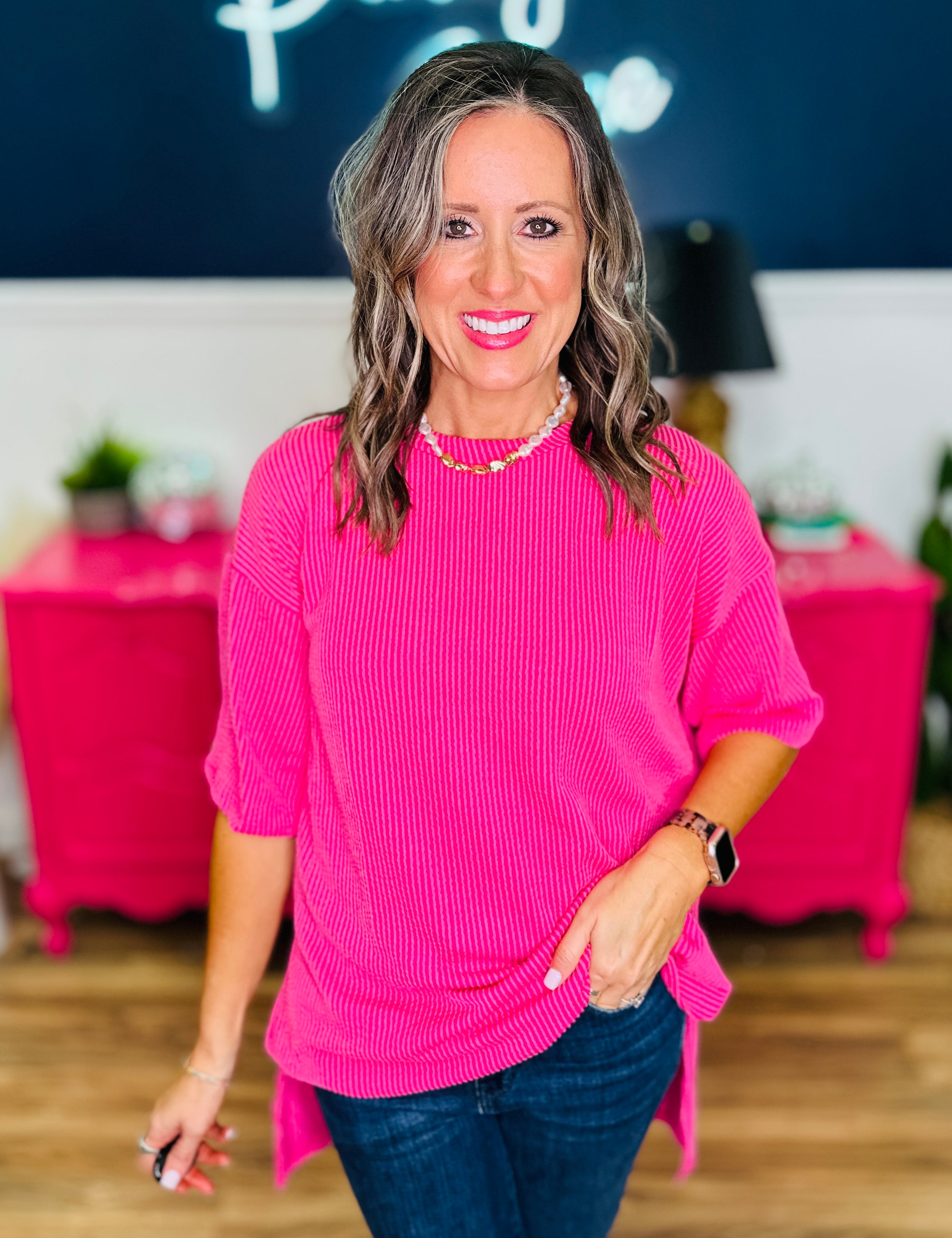 Short Sleeve Top - Hot Pink - LAST ONES FINAL SALE