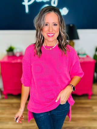 Short Sleeve Top - Hot Pink