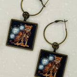 Cheetah Pearl Bezel Earrings