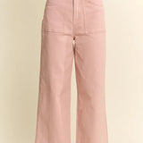 Stretch Pocket Wide Leg Pants - L. Pink