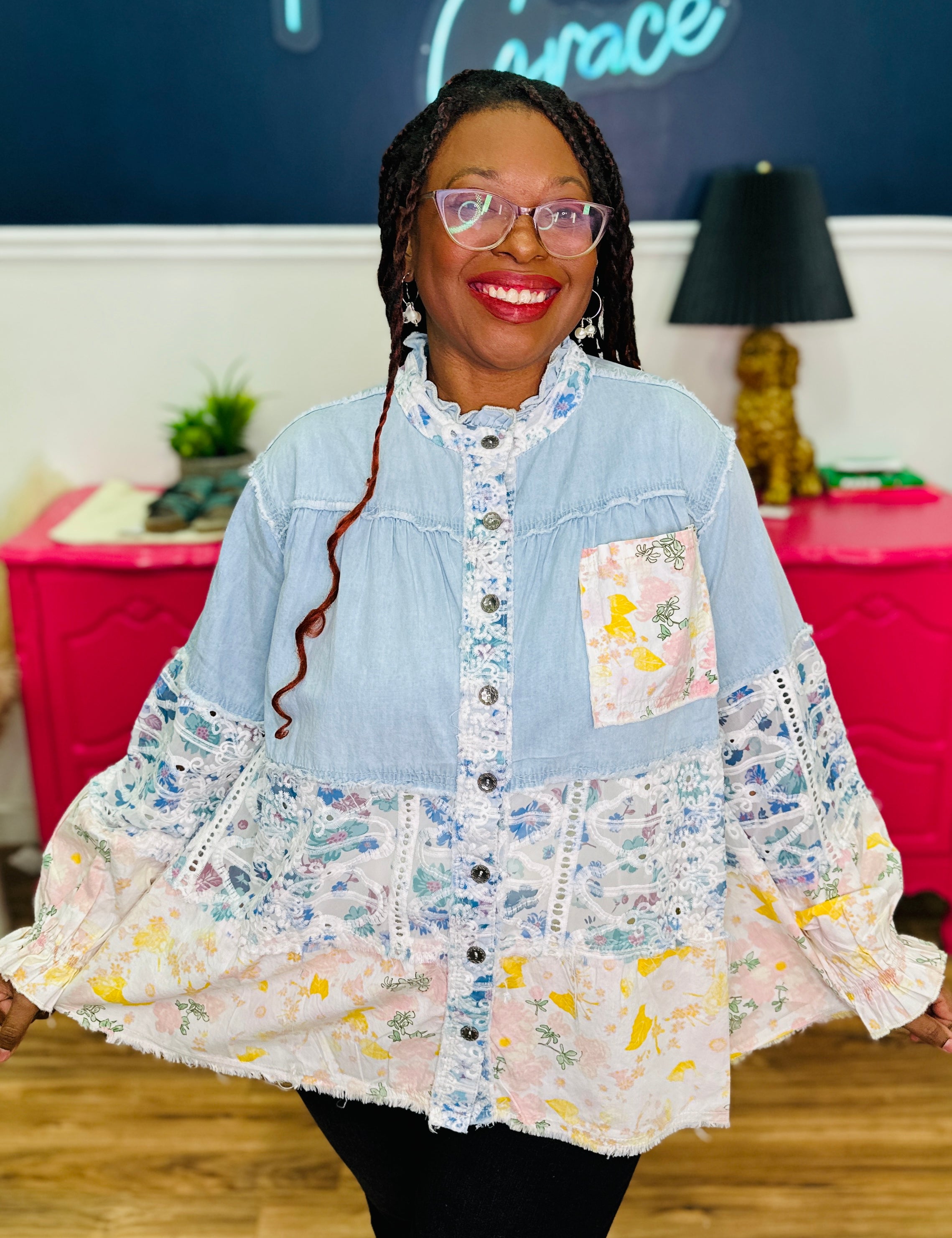 POL Mock Neck Balloon Sleeve Jacket - FINAL SALE