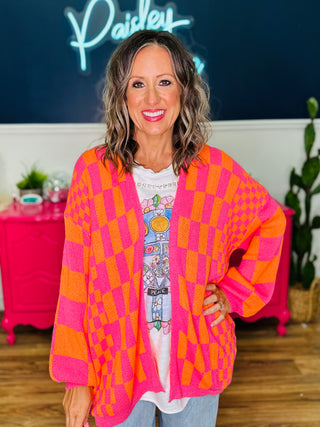 Light Weight Checkerboard Cardigan - FINAL SALE
