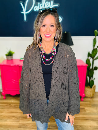 POL Stay Forever Cardigan - Ink Charcoal