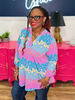 DEAL - Dear Scarlett Lizzy Top In Lilac Multi Animal Print