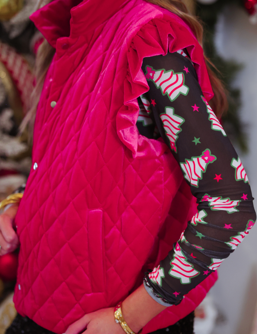 PREORDER- Velvet Quilted Vest- Pink