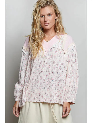 POL Textured V-Neck Rib Trim Top  - PREORDER