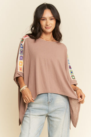 Poncho Style With Crochet Trim Top