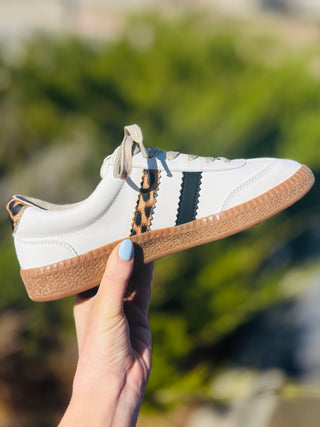 Heads Up White Leopard Combo Sneakers by Corkys