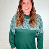 Print Contrast Long Bat Sleeve Top - LAST ONES FINAL SALE