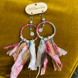 Frilly & Fun Earrings - Red/Turq