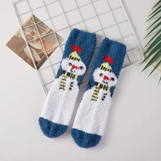 DB -  Holiday Comfort Fuzzy Socks - Blue Snowman