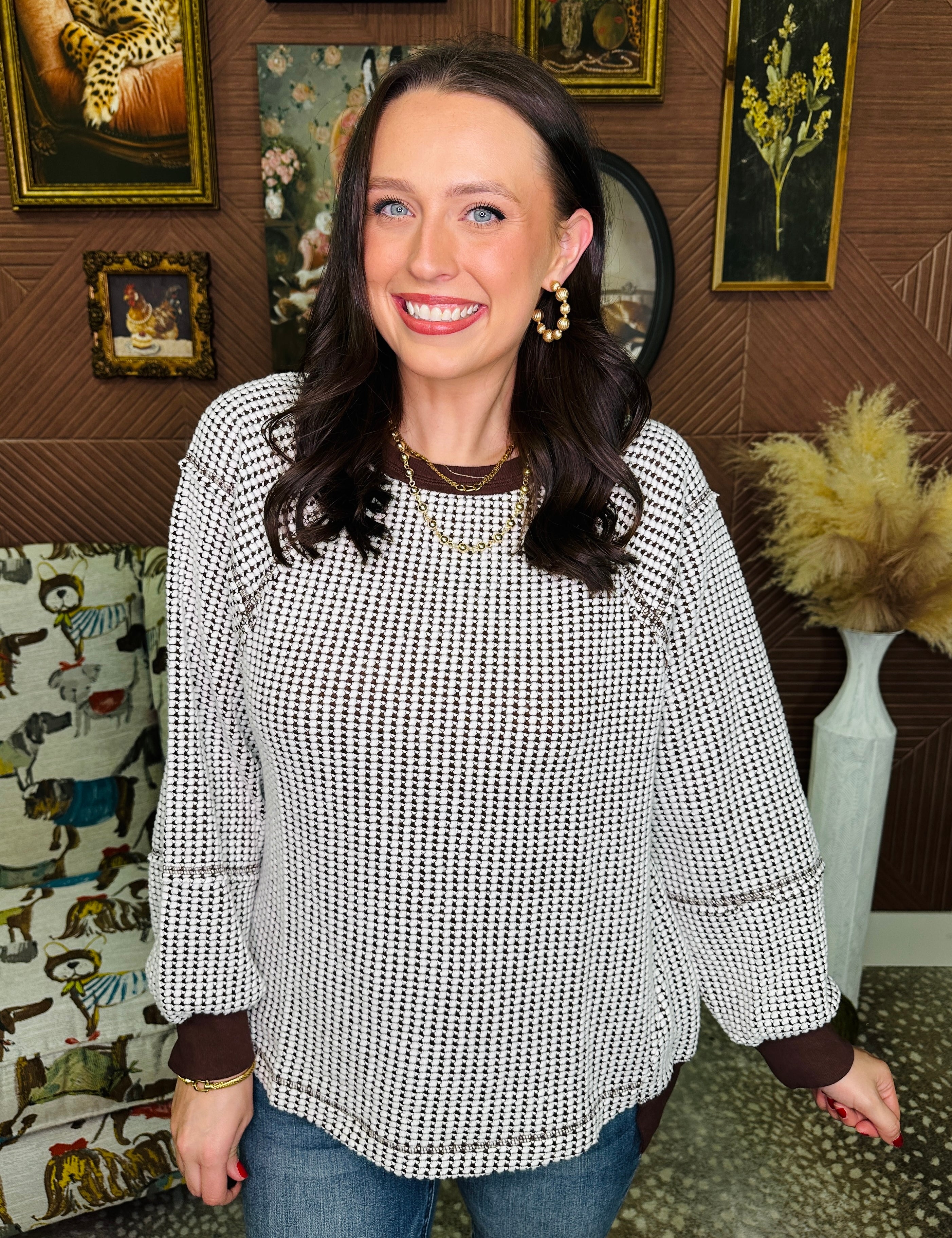 Woven In Comfort Top - Chocolate