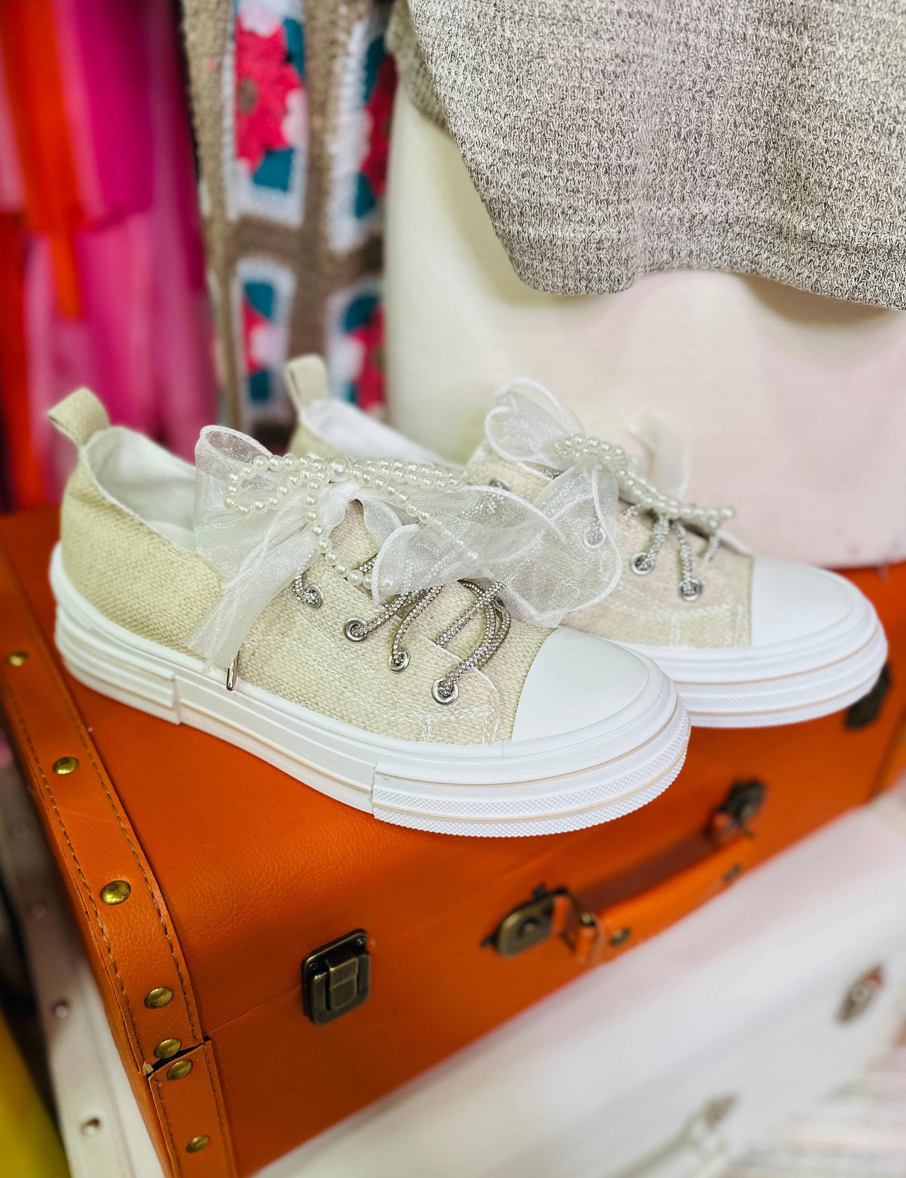 Aman Pearls Sneakers - Natural