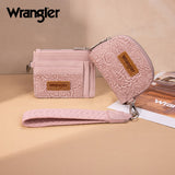 Wrangler Floral Tooled 2‑Piece RFID Wallet Set - Dark Pink